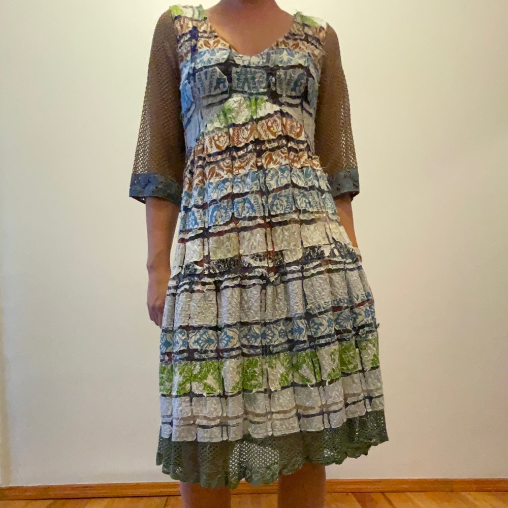 Save the queen patchwork quilted a line dress